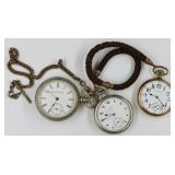 2 Elgin & 1 South Bend Pocket Watch;