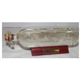 Blown Glass 9' Ship in Jenever Gin Spirit Bottle: