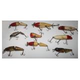 9 Vintage Fishing Lures w/ Glass Eyes