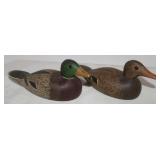 Pair of Carved & Painted Wooden Mallards;
