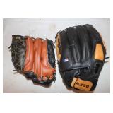 2 Wilson Baseball Gloves 10.5' & 12.5'