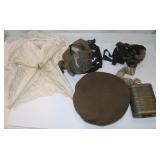 2 Gas Masks, military Hat, & parachute?