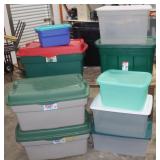10 Lg Empty Totes & 1 Small Tote, most have lids
