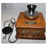 Vintage Oak Wall Telephone by Montgomery Ward Co.