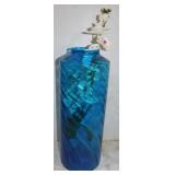 Large Blue Glass Vase ï¿½ 21-1/2ï¿½tall  x 8ï¿½