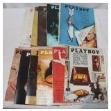 12) 1964 Playboy Magazines w/ Centerfolds;