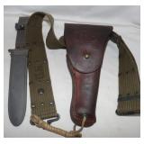 US Leather Holster on Belt & USN MK2 Sheath