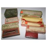 8 Empty Vintage Fishing Lure Boxes &