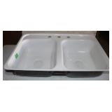 New Old Stock Double Hole Porcelain on steel Sink