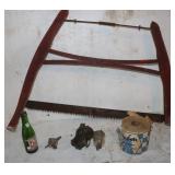 Vintage 28" Buck saw, Dutch Silk Toilet Tissue &