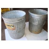 2 Heavy Duty Galvanized Trash Cans 19" D x24" Tall