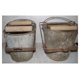 2 Vintage Galvanized Mop Buckets