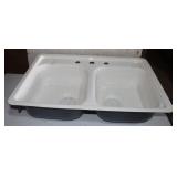 New Old Stock Double Hole Porcelain on steel Sink