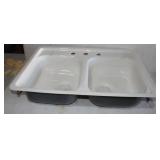 New Old Stock Double Hole Porcelain on steel Sink