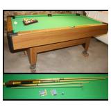 Pool Table w/ Balls, Pool cues & Rack