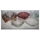 Pyrex Casserole Dishes w/ Lids & Wood Stand