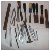 Chisels, Punches, Scrapers, And Hammer