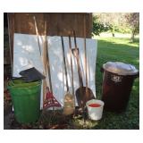Garden Tools & Garbage Cans: