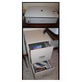Canon Printer, Filing Cabinet w/ Supplies