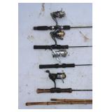 4 Fishing Rods And Reels & Bamboo Pole: