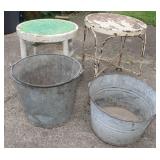 2 Stools & 2 Metal Buckets