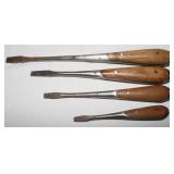 4 German Wood Handle Screwdrivers