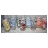8 Vintage Song Lyric Frosted Glass Tumblers