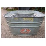Wheeling Galvanized Metal Wash Tub 21x21x12"