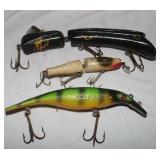 3 Fishing Lures w/ Glass Eyes