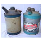 2 Vintage Metal Gas Cans: