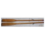 2 Wooden Oars w/ Oarlocks, 71" Long