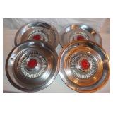 4 Chrome Wheel Covers w/ Red Center Caps