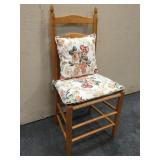 Ladder Back Chair w/ Cane Seat & Floral Cushion &