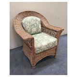 Outdoor Wicker Chair w/ Cream & Green Floral