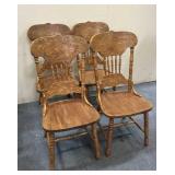 (4) Pressed Back Oak Chairs
