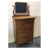 Oak 5 Drawer Dresser w/ Mirror