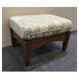 Small Ottoman w/ Cream & Green Floral Cushion