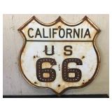 California US 66 Metal Sign w/ Glass Reflectors