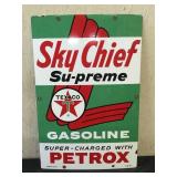 Texaco Sky Chief Su-Preme Gasoline Metal Sign