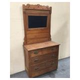 3 Drawer Dresser on Wheels w/ Beveled Mirror
