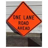 Large One Lane Road Ahead Sign