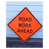 Large Road Work Ahead SIgn