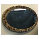 Oval Gold Framed Mirror w/ Leaf Detail
