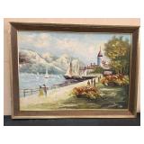 Canvas Painting of Sailboats & Scenery