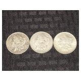Morgan Silver Dollar Coins - 1900, 1901, 1903