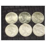 Peace Silver Dollar Coins - 1925 (4), 1926, 1927