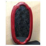 Red Framed Oval Mirror