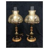 Hurricane Style Table Lamps w/ Amber Crackle