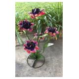 Pink/Purple 5 Flower Metal Art