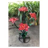 Small Red 5 Flower Metal Art
